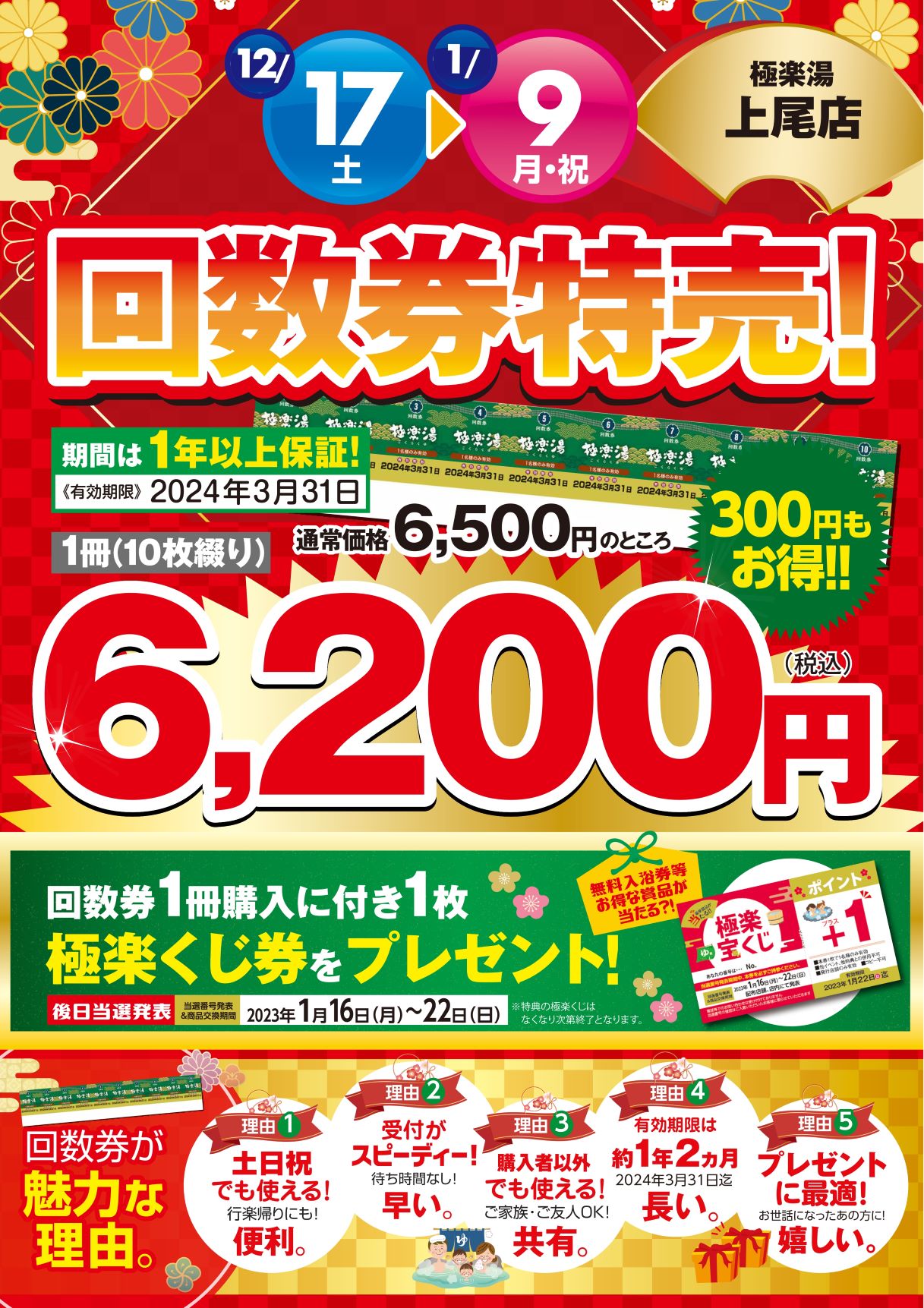 極楽湯 千葉稲毛店回数券8枚 2025 3 31 - その他